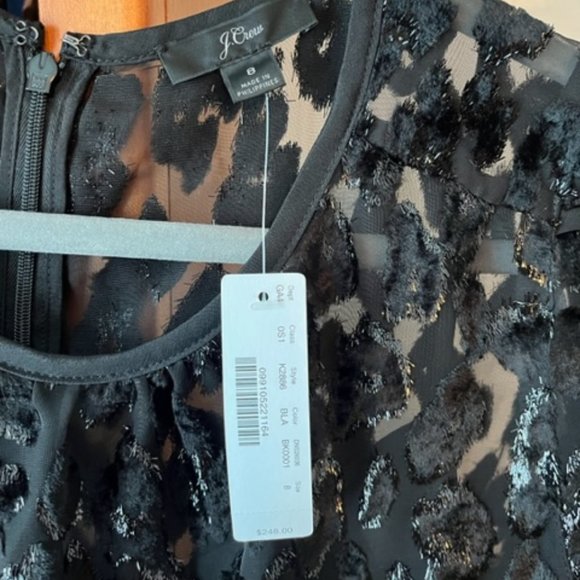 J.Crew Leopard Flutter Hem Burnout Velvet Dress In Black - Picture 2 of 2